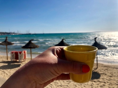 Carajillo (espresso with whiskey or rum) S'Arenal Beach